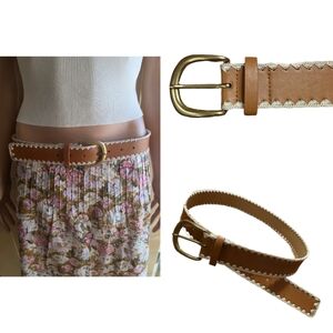 Western Bohemian Lace-Edge Vegan Leather Belt 31"-37" Waist